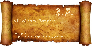 Nikolits Patrik névjegykártya